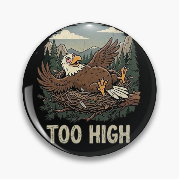 Item preview, Too High Funny Eagle Vintage Cartoon Shirt designed and sold by Dudek Originals.
