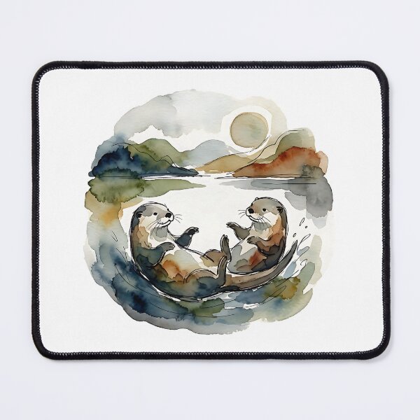 Item preview, Two Playful Otters Watercolor designed and sold by Wild Creative Art.