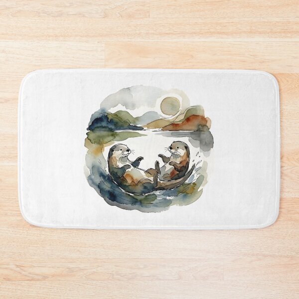 Item preview, Two Playful Otters Watercolor designed and sold by Wild Creative Art.