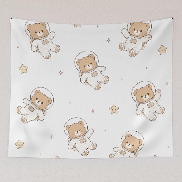 Item preview, Cozy Kawaii Space Bear Astronaut Seamless Pattern designed and sold by Seculinator.