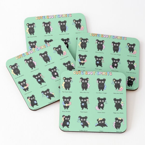Item preview, Cute Soot Spirits Sticker Pack Mint Green Background designed and sold by inkfusionhub99.