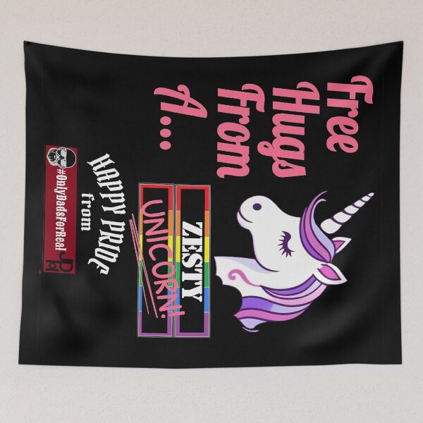 Item preview, Free Hugs Zesty Unicorn (Black) *More Colors Available in Collection designed and sold by OnlyDadsForReal.