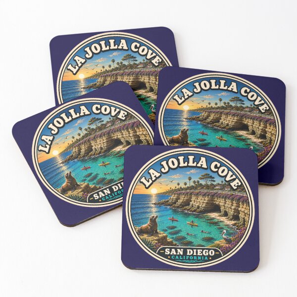 Item preview, La Jolla Cove California Vintage Travel Badge | San Diego Coastal Sea Lion Sticker designed and sold by Swanny's Custom T-shirt and Gift Designs.