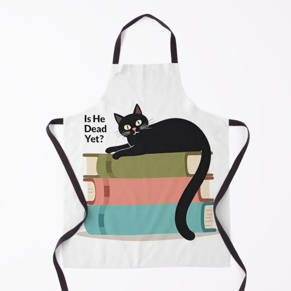 Item preview, Black cat on a pile of books with is he dead yet question designed and sold by Prints by Mat.
