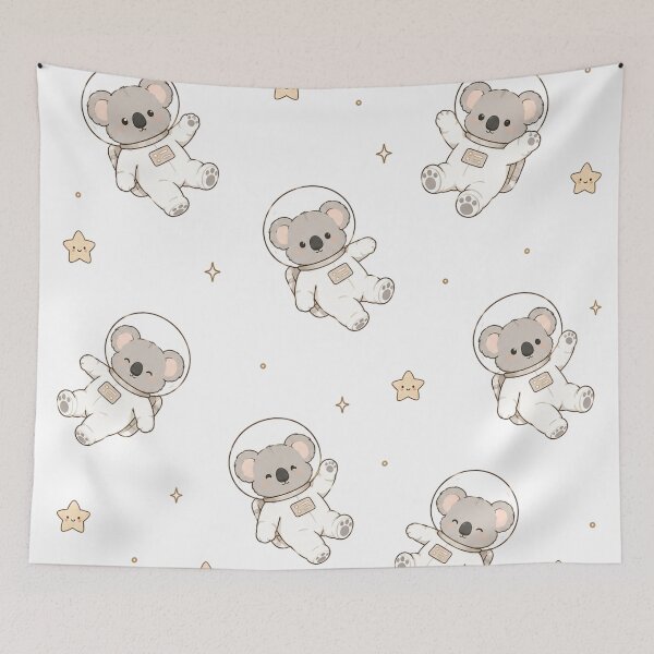 Item preview, Cozy Kawaii Space Koala Astronaut Seamless Pattern designed and sold by Seculinator.