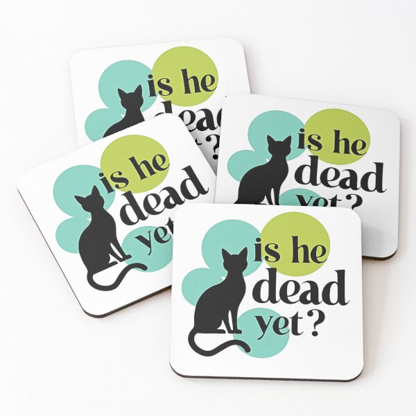 Item preview, Black cat and bubbles with is he dead yet question designed and sold by Prints by Mat.