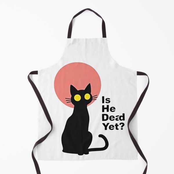 Item preview, Black cat Is He Dead Yet? with red sun background designed and sold by Prints by Mat.
