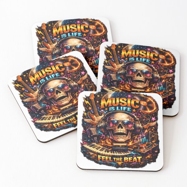 Item preview, Music Is Life – Feel the Beat Skull DJ T-Shirt Design designed and sold by Fable-Fit.