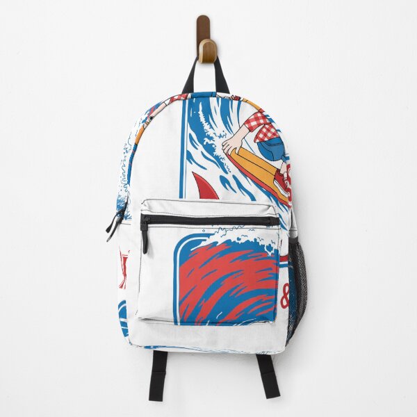 Item preview, Shark Surf Kid | Retro Surf Poster | Ocean Adventure Aesthetic Sticker designed and sold by inkfusionhub99.