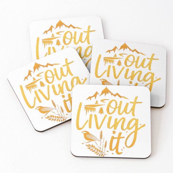 Item preview, Out Living It Adventure Sticker: Hand-Lettered Nature Design with Mountains and Wildlife designed and sold by ARTCREATESHOP.