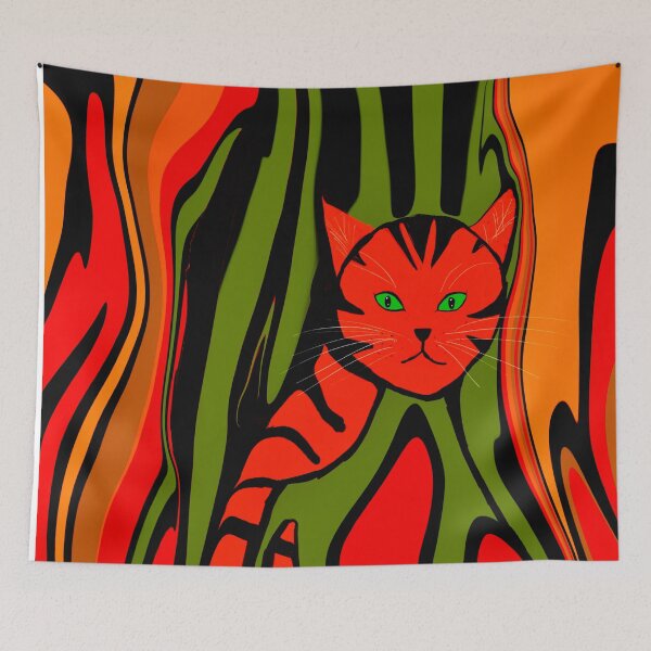 Item preview, Cat in Vibrant Abstract Patterns designed and sold by Elaine M Hayward .