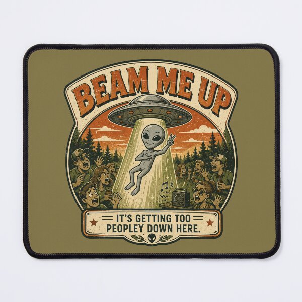 Item preview, Beam Me Up - It’s Getting Too Peopley Down Here Funny Alien Introvert Design designed and sold by BlackSector77.