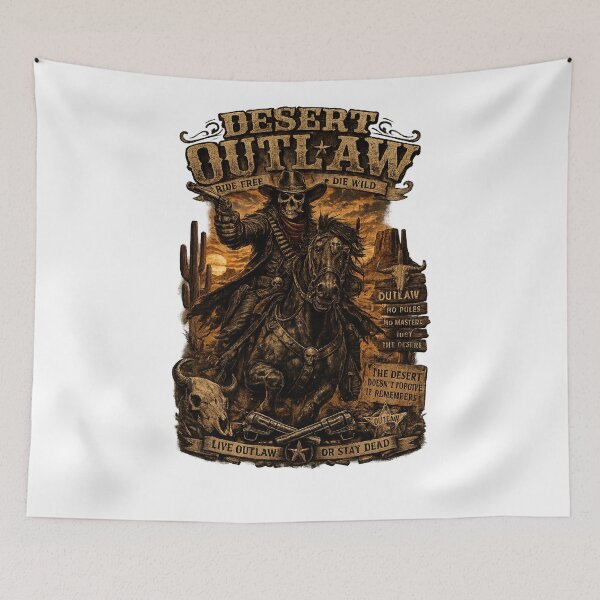 Item preview, Desert Outlaw Skull – Vintage Western Skeleton Design designed and sold by UrbanPrintVibes.