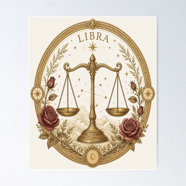 Item preview, Libra Zodiac Vintage T-Shirt – Elegant Astrology Gift for Women designed and sold by SunnyDesign82.
