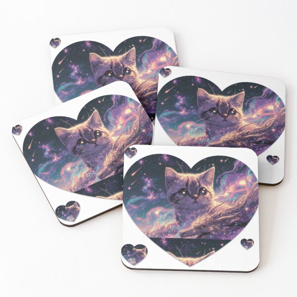 Item preview, Cosmic Cat in Galaxy Heart Cute Space Art designed and sold by IntelliMindDesigns.