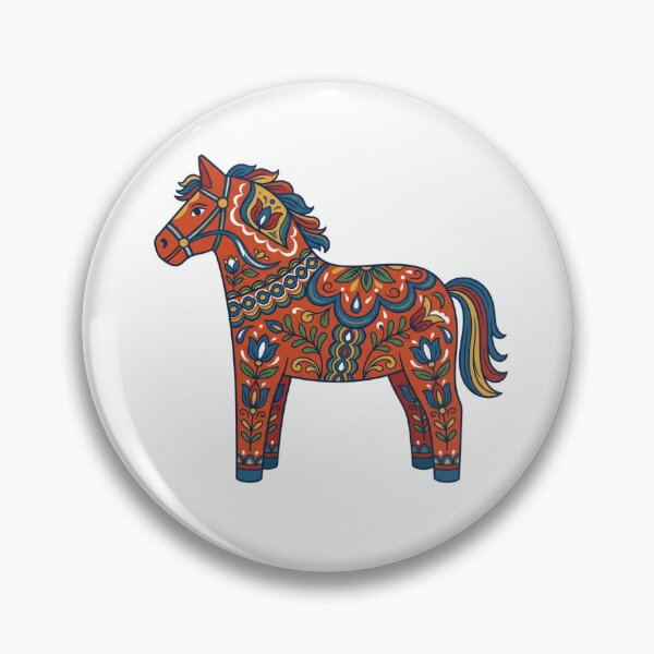 Item preview,  Swedish Dala Horse Folk Art - Nordic Grandmacore Aesthetic designed and sold by Retro Mood Co.