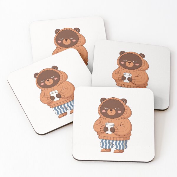 Item preview, Sleepy Bear Hoodie | Cute Cozy Bear with Coffee | Relaxed Aesthetic Sticker designed and sold by inkfusionhub99.