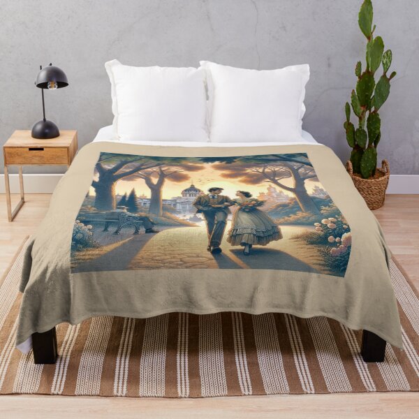 Item preview, Vintage Victorian Couple Romantic Sunset Park Painting designed and sold by UmSkelig834.