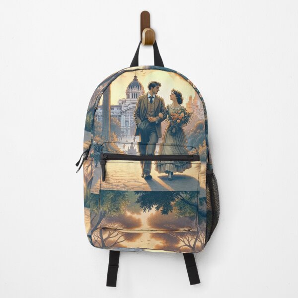 Item preview, Vintage Victorian Couple Romantic Sunset Park Painting designed and sold by UmSkelig834.