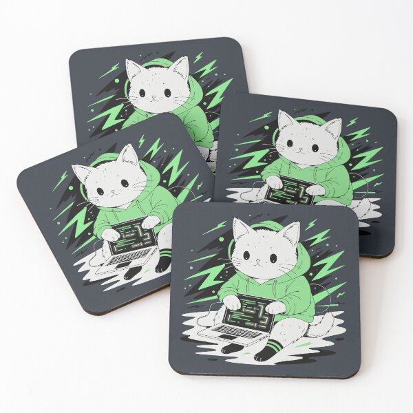 Item preview, Hacker Cat | Cute Coding Cat in Hoodie | Cyber Tech Aesthetic Sticker designed and sold by inkfusionhub99.