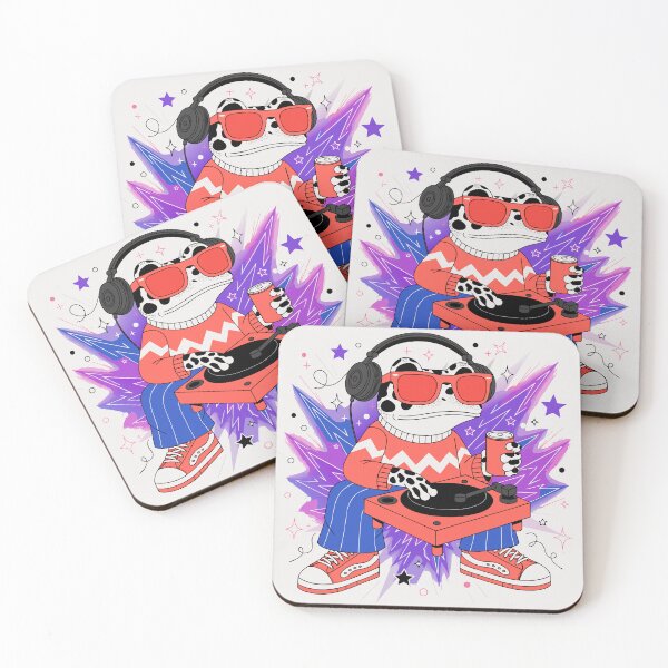 Item preview, DJ Frog Vibes | Cool Frog with Headphones DJing | Neon Music Aesthetic Sticker designed and sold by inkfusionhub99.
