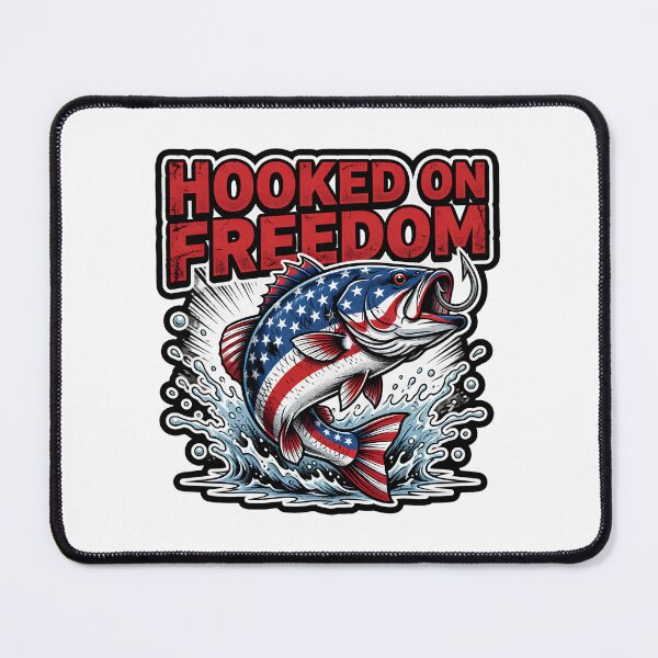 Item preview, Hooked on Freedom Patriotic Bass Fish Design designed and sold by TshirtsOnline-.