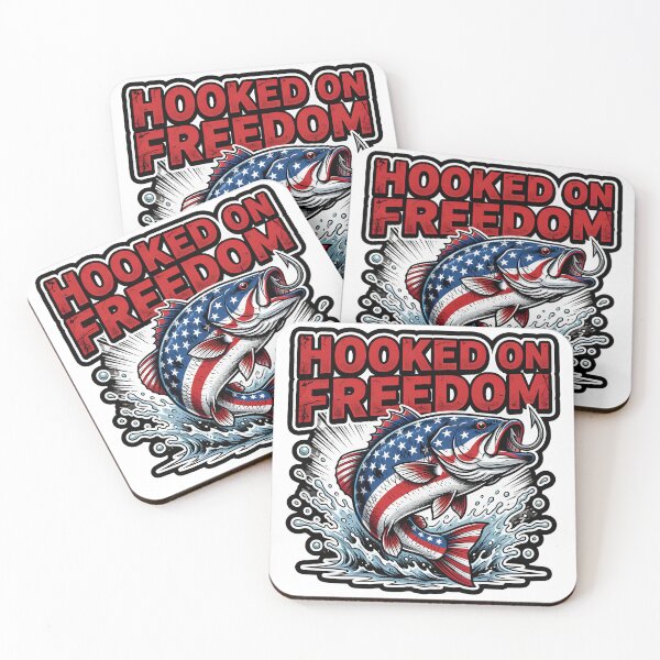 Item preview, Hooked on Freedom Patriotic Bass Fish Design designed and sold by TshirtsOnline-.