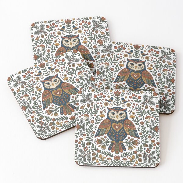 Item preview, Scandinavian Folk Art Owl - Cozy Nordic Forest Grandmacore designed and sold by Retro Mood Co.