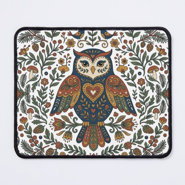 Item preview, Scandinavian Folk Art Owl - Cozy Nordic Forest Grandmacore designed and sold by Retro Mood Co.