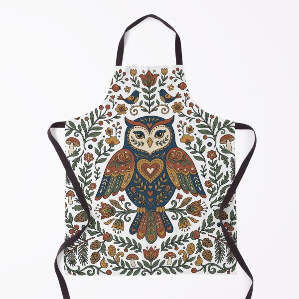 Item preview, Scandinavian Folk Art Owl - Cozy Nordic Forest Grandmacore designed and sold by Retro Mood Co.