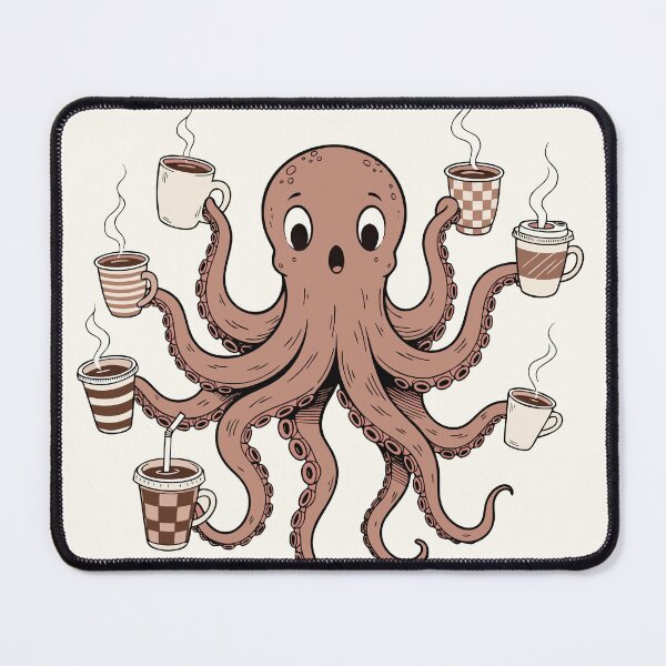 Item preview, Coffee Octopus | Multi Task Beast with Coffee Cups | Funny Productivity Aesthetic Sticker designed and sold by inkfusionhub99.