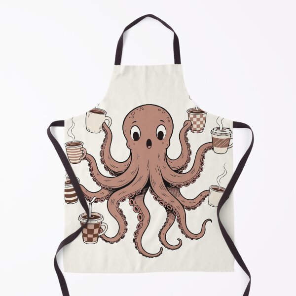 Item preview, Coffee Octopus | Multi Task Beast with Coffee Cups | Funny Productivity Aesthetic Sticker designed and sold by inkfusionhub99.