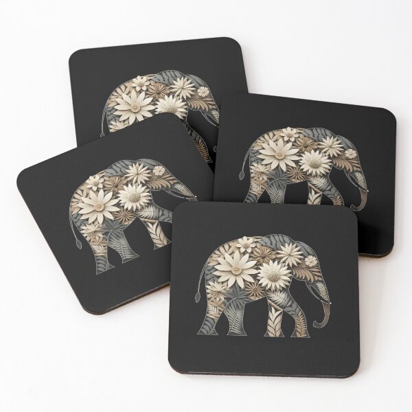 Item preview, Floral Silhouette Elephant  designed and sold by Khadigadesings.