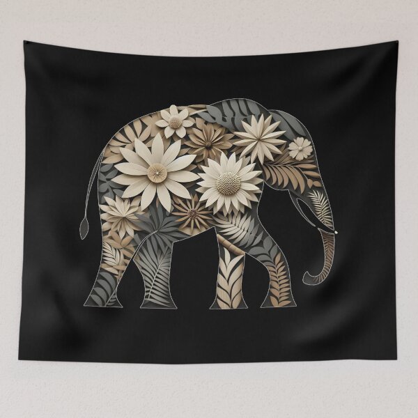 Item preview, Floral Silhouette Elephant  designed and sold by Khadigadesings.