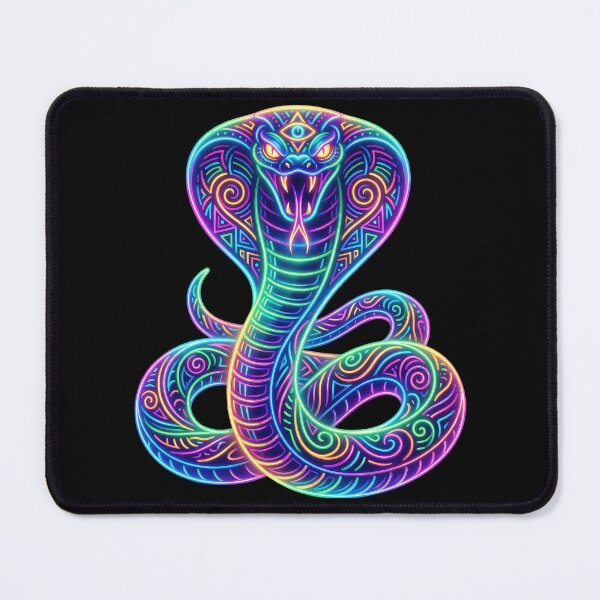 Item preview, Neon Cobra Snake Art – Psychedelic Colorful Serpent Illustration designed and sold by PlumArtDesign.