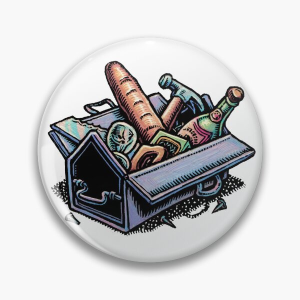 Item preview, toolbox with tools and french bread and a bottle of wine designed and sold by LisaHaney.
