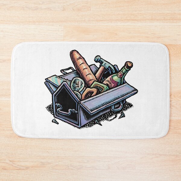 Item preview, toolbox with tools and french bread and a bottle of wine designed and sold by LisaHaney.