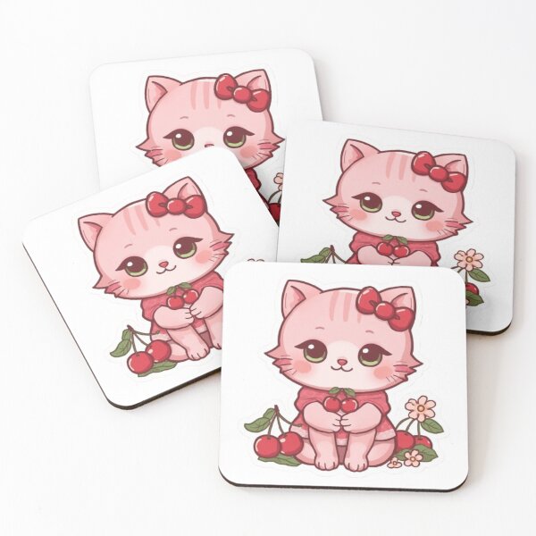 Item preview, Cherry Kitty Kawaii Sticker designed and sold by Stylestickers55.