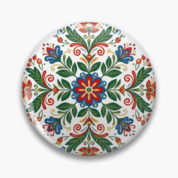 Item preview, Nordic Botanical Pattern - Scandinavian Folk Art Floral designed and sold by Retro Mood Co.