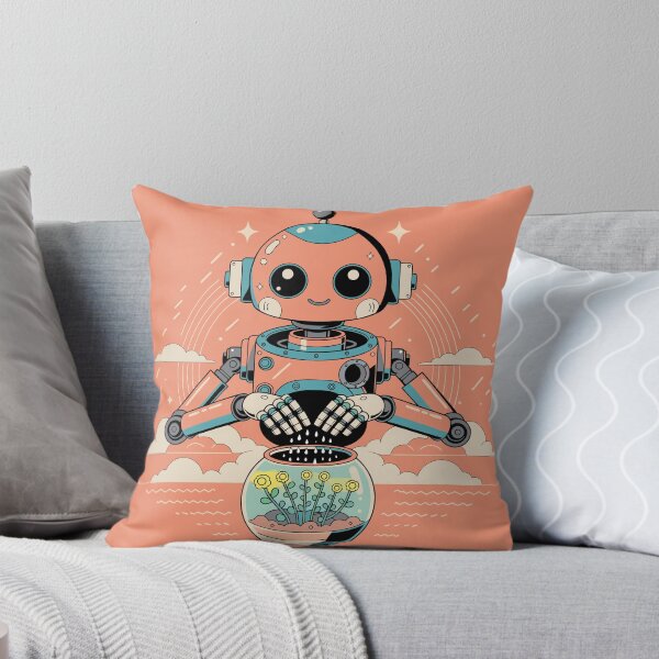 Item preview, Retro Robot Gardener | Cute 80s Vintage Robot with Neon Plants | Futuristic Aesthetic Sticker designed and sold by inkfusionhub99.