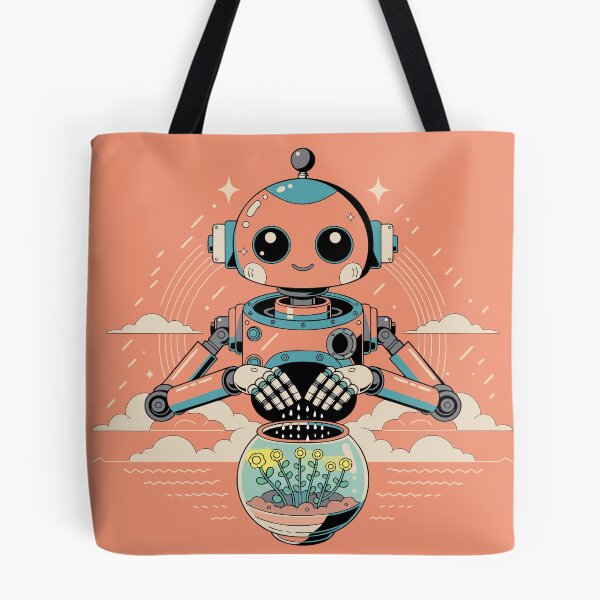 Item preview, Retro Robot Gardener | Cute 80s Vintage Robot with Neon Plants | Futuristic Aesthetic Sticker designed and sold by inkfusionhub99.