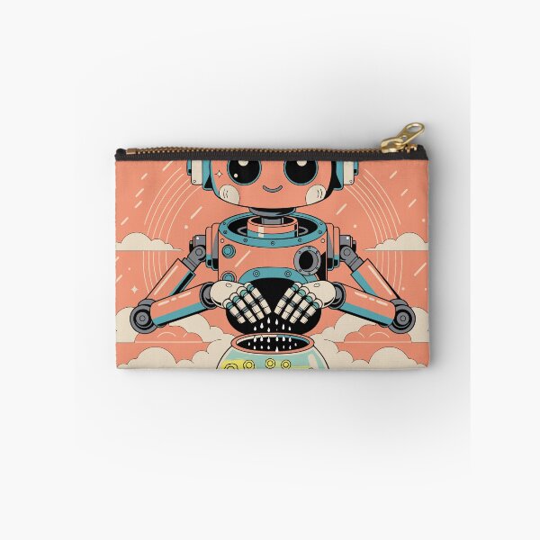Item preview, Retro Robot Gardener | Cute 80s Vintage Robot with Neon Plants | Futuristic Aesthetic Sticker designed and sold by inkfusionhub99.