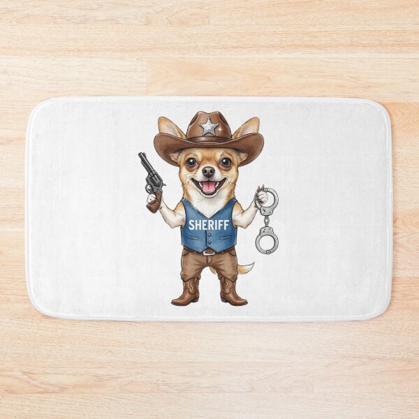 Item preview, Chihuahua Sheriff Cowboy Dog Funny Puppy designed and sold by Prints by Mat.