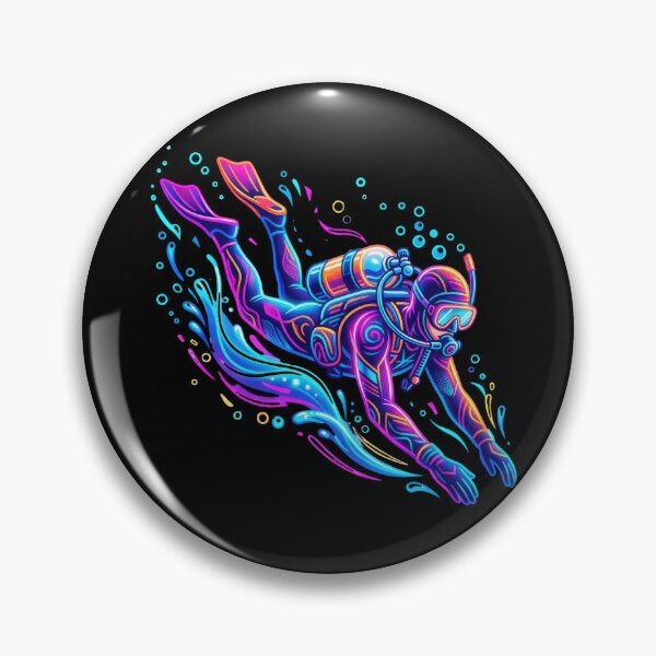 Item preview, Neon Scuba Diver Underwater Adventure Art – Colorful Ocean Diving Design designed and sold by PlumArtDesign.