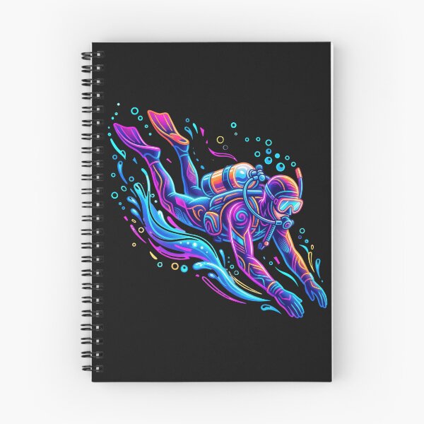 Item preview, Neon Scuba Diver Underwater Adventure Art – Colorful Ocean Diving Design designed and sold by PlumArtDesign.
