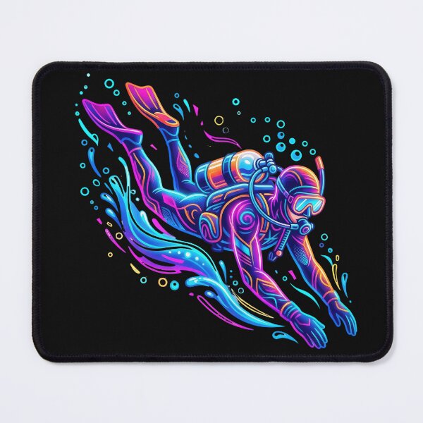 Item preview, Neon Scuba Diver Underwater Adventure Art – Colorful Ocean Diving Design designed and sold by PlumArtDesign.
