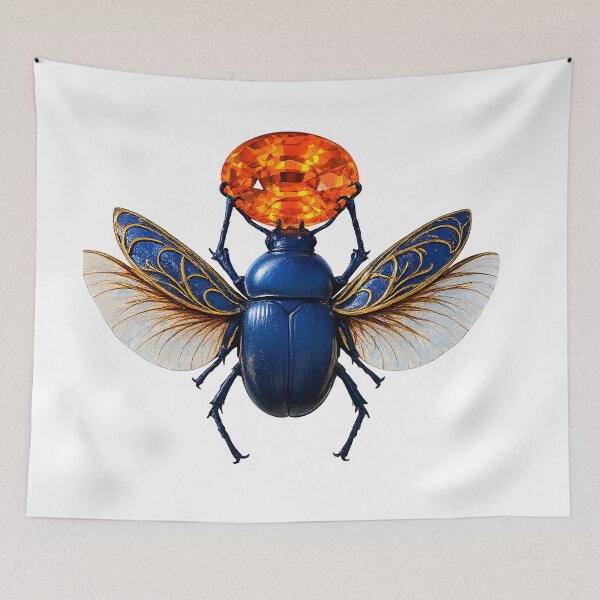 Item preview, Ancient Egyptian Winged Scarab – Khepri Beetle with Golden Wings, Pharaoh Symbol Art designed and sold by TuyaArts.