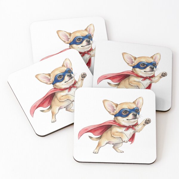 Item preview, Cute Chihuahua Superhero with Blue Mask and Red Cape designed and sold by Prints by Mat.