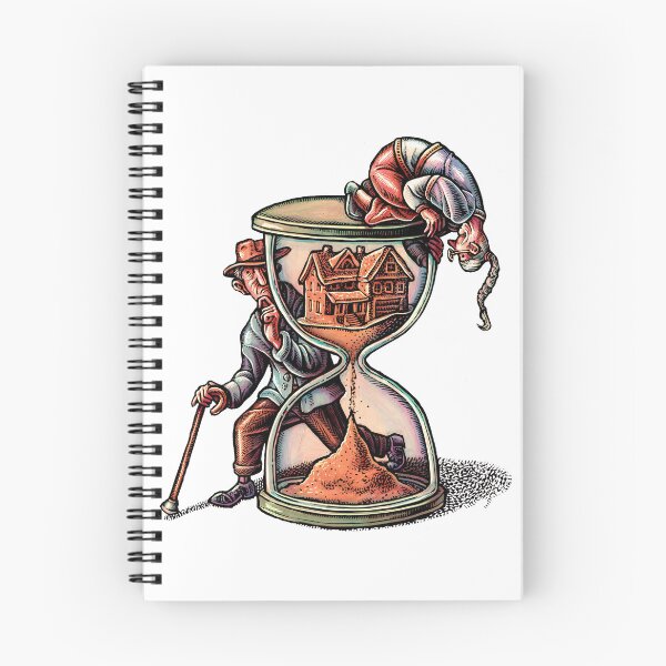 Item preview, An elderly man and woman look into giant hourglass, where the sand in the top is shaped like a house, to depict retirement financing designed and sold by LisaHaney.