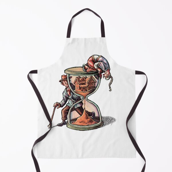 Item preview, An elderly man and woman look into giant hourglass, where the sand in the top is shaped like a house, to depict retirement financing designed and sold by LisaHaney.